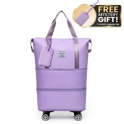 Versatile 3-in-1 Travel Duffel with 360° Spinner Wheels - Detachable & Expandable Nylon Bag for Business, Weekend Trips & Relocation, Easy to Fold and Store