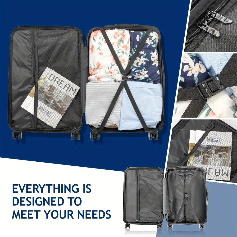 3In1 Set Includes 20-Inch, 24-Inch, 28-Inch Luggage with Scratch-Resistant Material, Super Light, Thickened, 3pcs Large-Capacity Suitcase