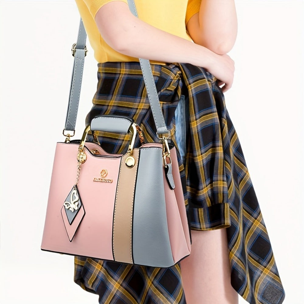 Crossbody Bag for Women – for Travel & Work, Color Block Navy White Contrast | Bag Vero – detail view 7