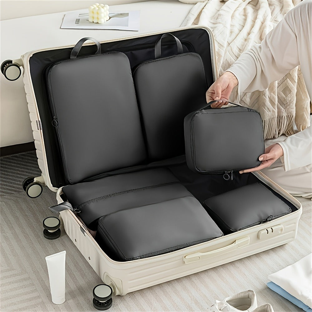 6pcs Compression Storage Cubes - Durable Easy-Clean Polyester, Lightweight Travel Organizers (Luggage/Clothing), Hand/Dry-Washable, Space-Saving, Sturdy, Ideal for Frequent Travelers/Business Trips, Buy 5 Get 1 Free