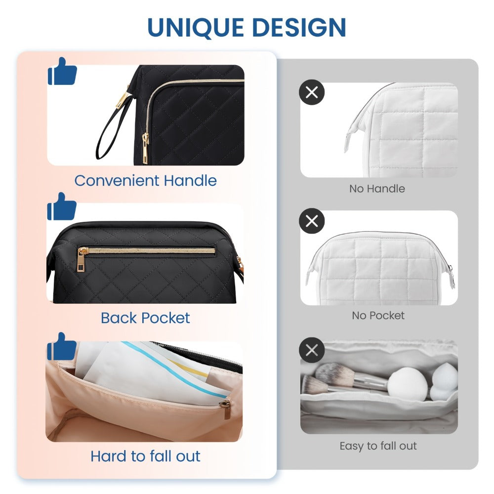 Spacious Women'S Travel Makeup Organizer, Versatile Cosmetic Bag for Brushes, Toiletries, And Additional Items. Ideal Full-Size Container for Travel, Perfect As a Gift for Women