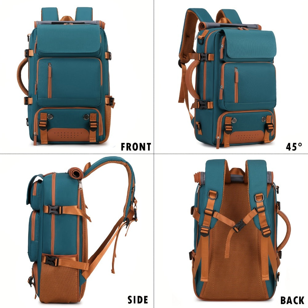 The 11.89gal Ultra Large Capacity Hiking Multi-Functional Backpack Has 4 Main Pockets And 5 Pockets for Super Storage, with a Stylish Appearance Design That Is More Outstanding. It Has a Dedicated Laptop Storage Bag Inside