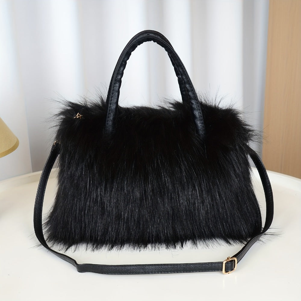 [Ideal Gift] Women's Shoulder Bags, Plush Bags, Faux Mink Fur Bags, Handbags, Tote Bags, Plush Handbags, Available in Five Colors. Ideal Gifts for Girlfriends And Mothers. High-End And Fashionable Tote Bags, Crossbody Bags. Free Pendant Or Headband Gift