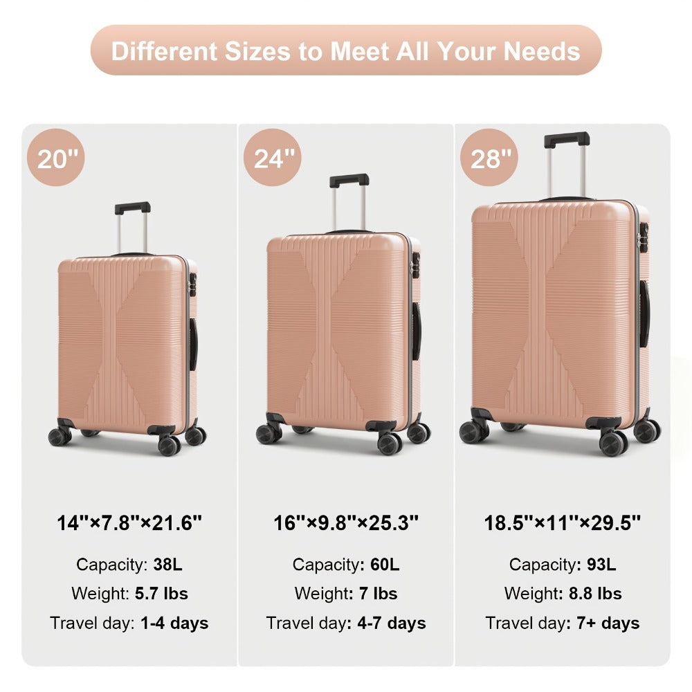 Luggage, 1pc PP Durable Suitcase with Spinner Wheels, Hard Shell Lightweight Luggage, Large Checked Travel Suitcases, 20/ 24/ 28 Inch, for Short Trips, Returning to School, Business Trips, Gift