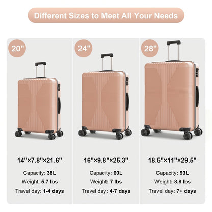 Luggage, 1pc PP Durable Suitcase with Spinner Wheels, Hard Shell Lightweight Luggage, Large Checked Travel Suitcases, 20/ 24/ 28 Inch, for Short Trips, Returning to School, Business Trips, Gift