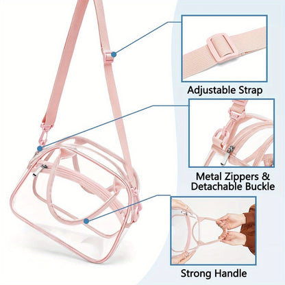 Clothing, Shoes & Jewelry > Women's Fashion Accessories for Clothes and Bags: Transparent Storage Tote Bag with Adjustable Shoulder Strap - Unisex Crossbody Purse Suitable for Work/School Picnic Travel Concert Sports A-ZMT, School Essentials, Minimalist D