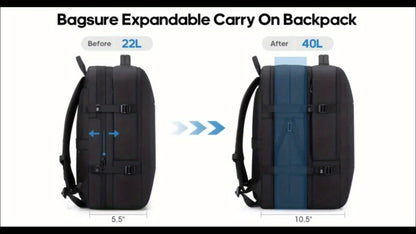 UKEIN Bagsure Carry On Backpack, 10.57gal Flight Approved Travel Backpack for Men Women, Expandable High Quality 17Inch Laptop Backpack, Casual Daypack Luggage Suitcase Backpack for Business Weekend Hiking