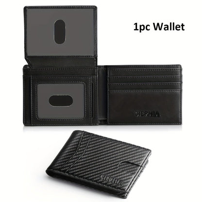 Men's Wallets Slim Bifold RFID Blocking Card Holder with 2 ID Window, Credit Card Holder 2 Deep Cash Pocket Money Bags Gifts for Him