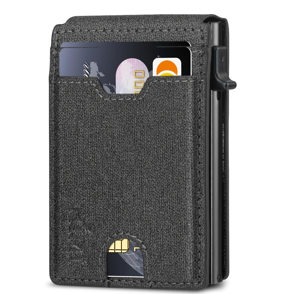 Minimalist Slim Wallet for Men with Money Clip RFID Blocking Wallet Pop Up Aluminum Case Credit Card Holder with Gift Box