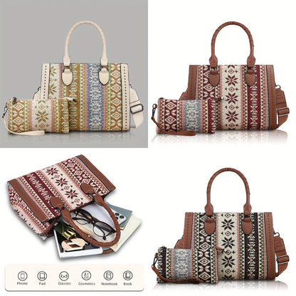 Bohe Bag for Women Travel Handbag Bohemian Tote Bag Vintage Purses and Handbags Men's Underarm Bag with Crossbody bag Braided rope Bag Weekend Bag Large Capacity Western Purse Stylish Casual bag with handbag