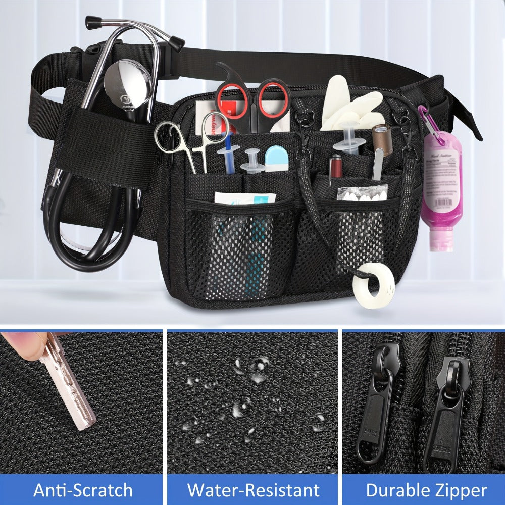 Nurse Belt Bag with Tape Holder, Multi Compartment Medical Gear Pocket Nursing Organizer Belt Bag, Apron Hip Bag Utility Waist Pack for Stethoscopes Bandage Scissors Medical Supplies