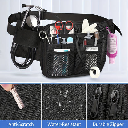 Nurse Belt Bag with Tape Holder, Multi Compartment Medical Gear Pocket Nursing Organizer Belt Bag, Apron Hip Bag Utility Waist Pack for Stethoscopes Bandage Scissors Medical Supplies