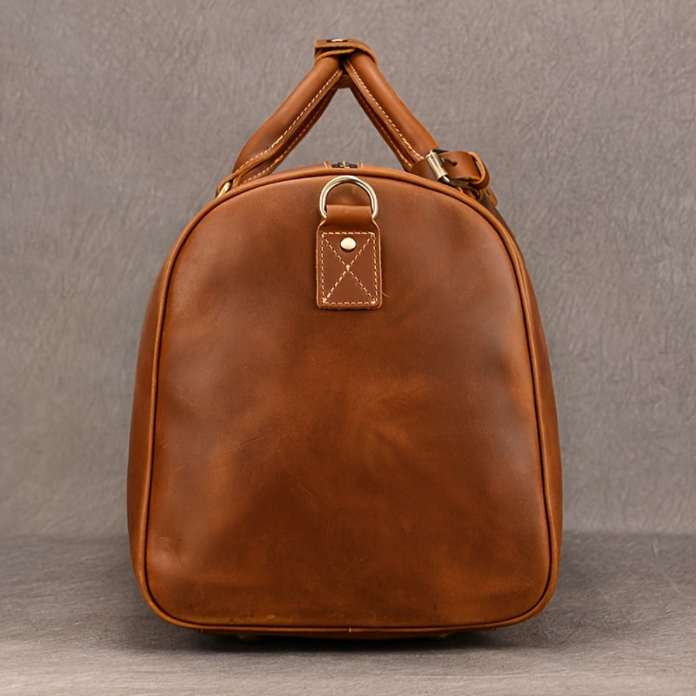 Crazy Horse Leather Real Leather Travel Bag Christmas Vacation Luggage Handbag Tote Bag Cowhide Real Leather with Shoe Compartment Travel Bag