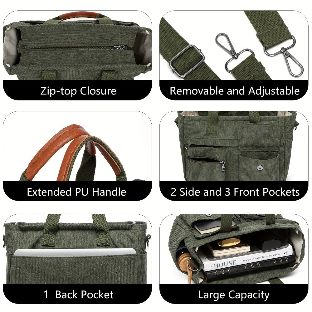 Laptop Bag – Corduroy, Polyester, Adjustable Strap, for Travel & Work | Bag Vero – detail view 11