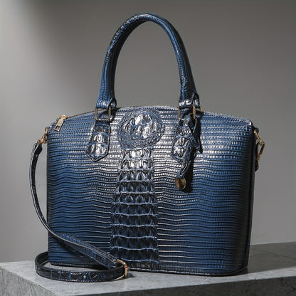 Women'S Work Handbag Featuring a Crocodile Design, a Spacious Crossover Style, And a High-End Fashionable Look. This Elegant Bag Includes a Detachable Shoulder Strap And a Secure Zipper, Making It a Perfect Gift for Christmas Or Thanksgiving