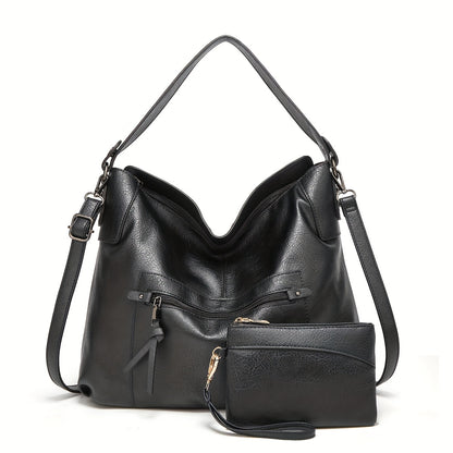 New Fashion Large Capacity Solid Color Easy Pu Soft Pitot Bag Daily Leisure Commuter Ladies Travel Crossbody Handbag