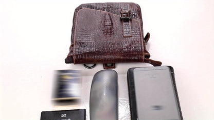 1pc Crocodile Pattern Men's Genuine Leather Messenger Bag Cow Genuine Leather Shoulder Bag Retro Multi-Functional Messenger Bag