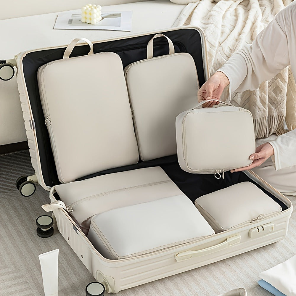 6pcs Compression Storage Cubes - Durable Easy-Clean Polyester, Lightweight Travel Organizers (Luggage/Clothing), Hand/Dry-Washable, Space-Saving, Sturdy, Ideal for Frequent Travelers/Business Trips, Buy 5 Get 1 Free