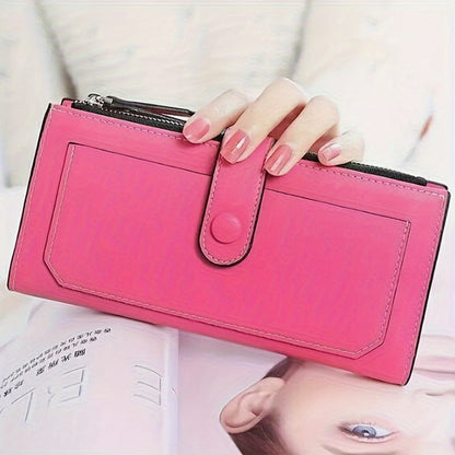 [Clutch Wallet Purse] Women's Large Capacity Faux Leather Clutch Wallet Multi Credit Card Holder Organizer Phone Purse Handbag With ID Windows