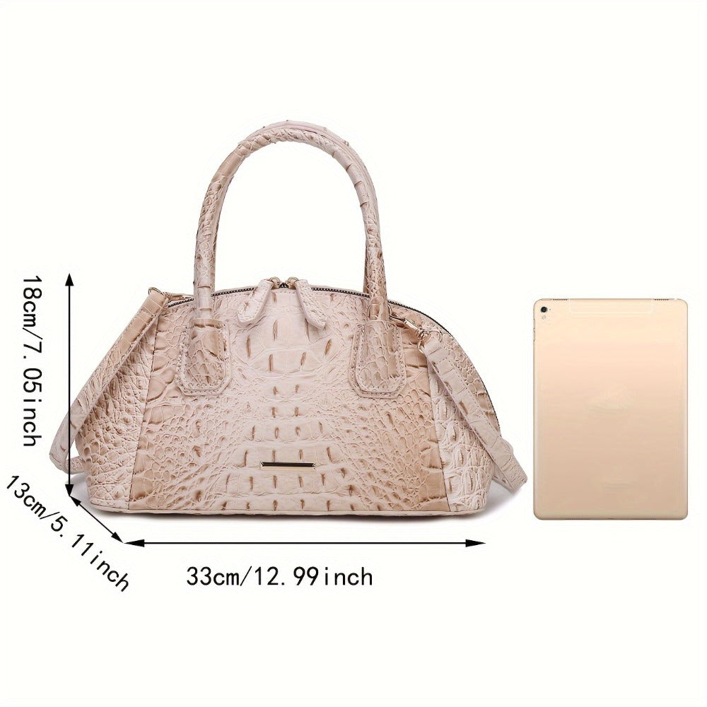Luxurious Crocodile Print Top Handle Satchel Bag - Stylish Crossbody Design, Spacious Interior, Magnetic Snap Closure, Adjustable Shoulder Strap - Women'S Fashion Handbag, Boston Purse, Perfect for Work, Travel, And Daily Use
