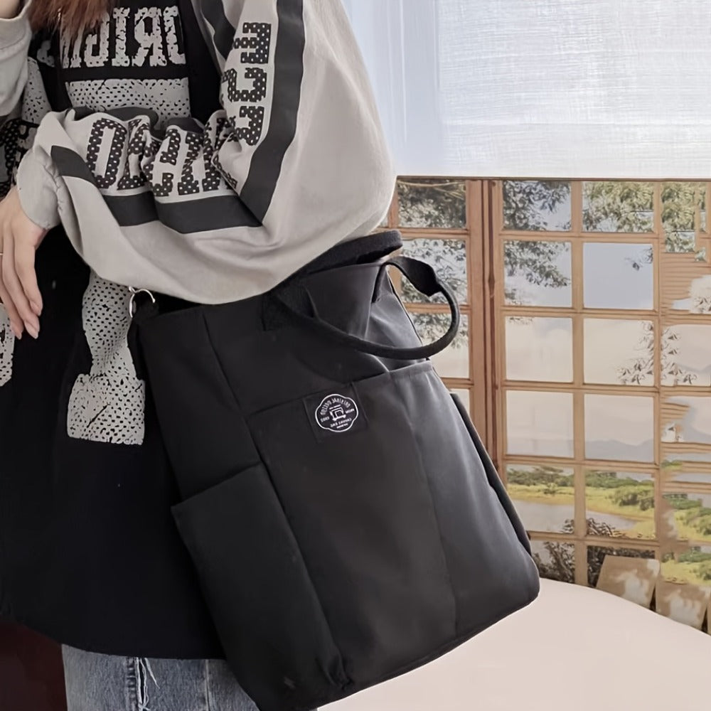 Large-capacity Elegant Hand-held Tote Bag for Ladies - A Lightweight And Spacious Single-shoulder Bag with A Zipper Closure And A Fixed Rope Handle, Suitable for Travel And Vacation. White/black/blue/green, Travel Handbag | Casual Bag | Crossbody Bag