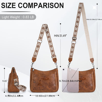 [Mothers Day Gift] Butterfly Embossed Design Crossbody Bags for Women Trendy, Purses Embossed Design, Multi Pocket Lightweight Shoulder Handbag with Adjustable Strap for Daily Everyday Commute, Shopping, Travel Mothers Day Gift Tote Bag Modern Chic