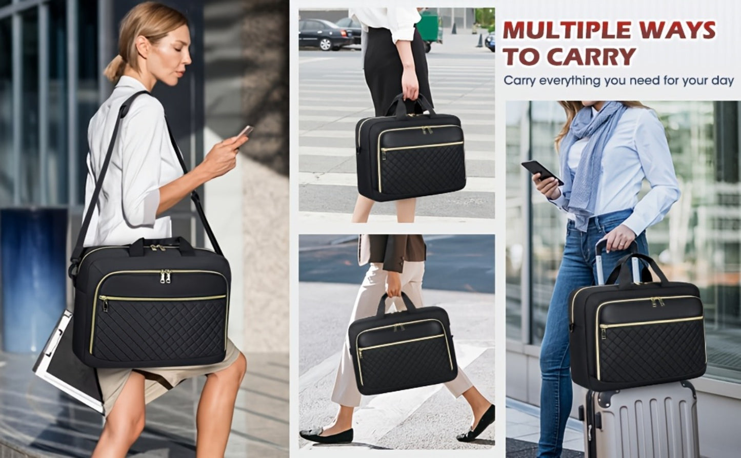 NEWHEY 17.3-Inch Laptop Briefcase for Men And Women, Large Shoulder Messenger Bag for Business, Office, And College, in Black
