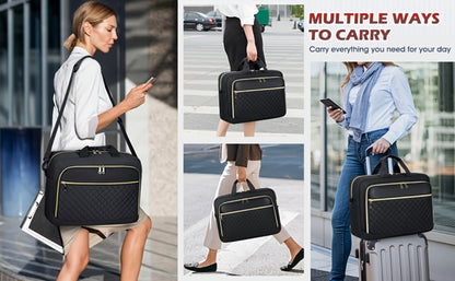 NEWHEY 17.3-Inch Laptop Briefcase for Men And Women, Large Shoulder Messenger Bag for Business, Office, And College, in Black