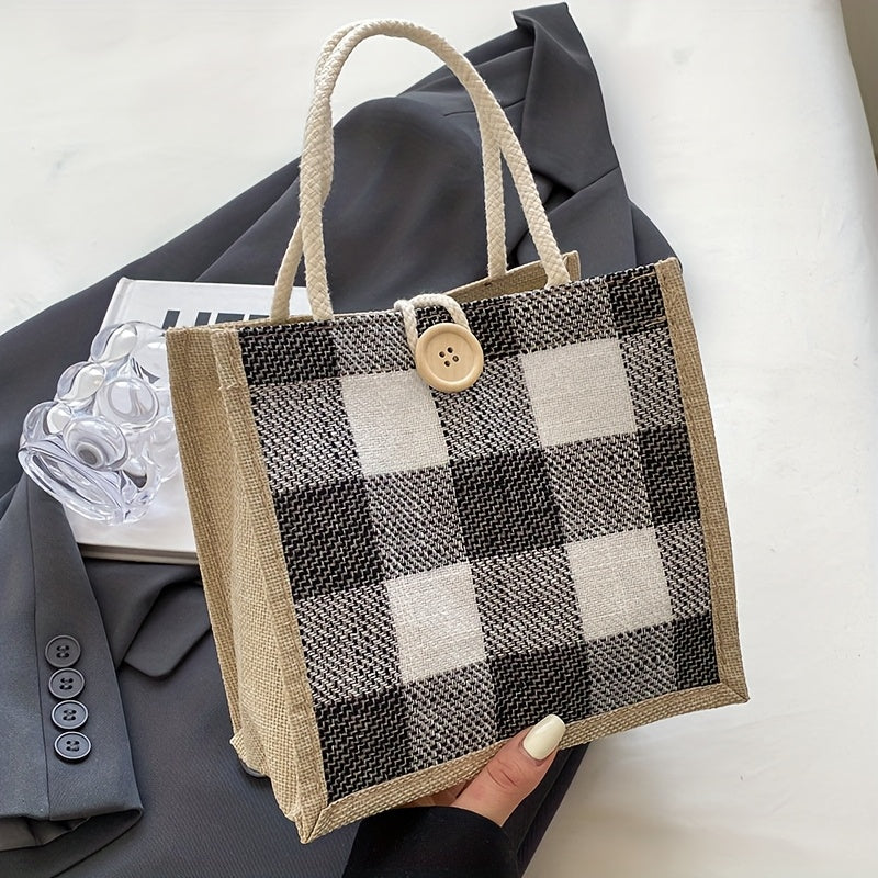 Vintage Jute Handbag for Women, Perfect for Outings, Includes a Gift Bag