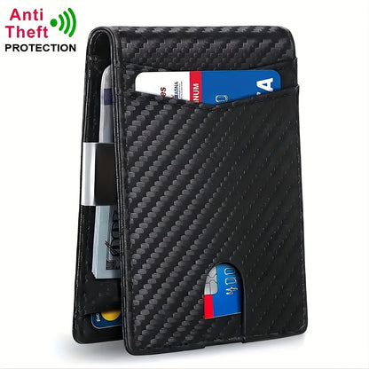 Multifunctional Ultra-Thin Microfiber RFID Blocking Bifold Wallet ID Credit Card Holder for Men, Minimalist Front Pocket Design, Large Capacity Money Clip, with ID Window, 12 Card Slots, Pocket Purse, Easily Removable Money And Cards, Gift for Men