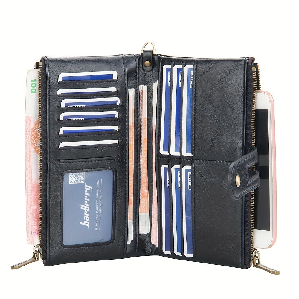 Men'S Rfid-Blocking Bifold Wallet with Anti-Theft Chain, Double Zipper, Secure Handbag, Coin Pocket, And ID Window - Perfect Gift