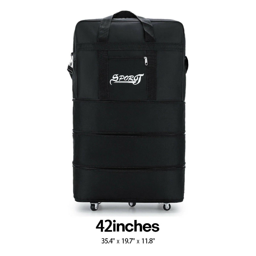 Large Expandable Wheeled Duffle Bag Foldable Rolling Travel Suitcase 32" 42"