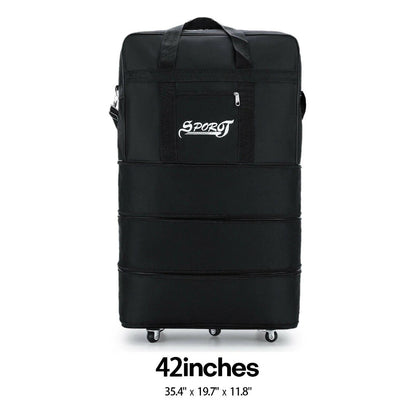 Large Expandable Wheeled Duffle Bag Foldable Rolling Travel Suitcase 32" 42"