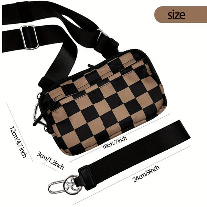 2pcs Bags Checkered Crossbody Bum Bag& Wristlet Wallets Checkered Set Belt Bag with Shoulder Strap Adjustable Crossbody Bag Spacious Spacious Purse for Essentials Plus Size Friendly Strap Large Sling Bag Travel Handbags Checkered Belt Bag