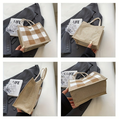 Vintage Jute Handbag for Women, Perfect for Outings, Includes a Gift Bag