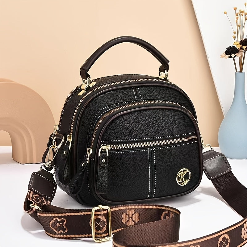 Women's Multifunctional Crossbody & Shoulder Bag - Square Handheld Purse with Wrist Strap, Zipper Closure, Suitable for,, Travel, Casual Outfits - Versatile Everyday Carry