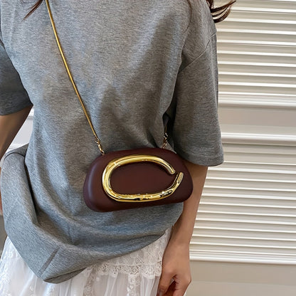 Women'S Evening Clutch with Golden Metal Handle And Removable Chain Shoulder Strap, Minimalist Acrylic Bag Perfect for Weddings And Parties, Designed with Magnetic Closure, Lining, Coin Pocket, And Photo Compartment
