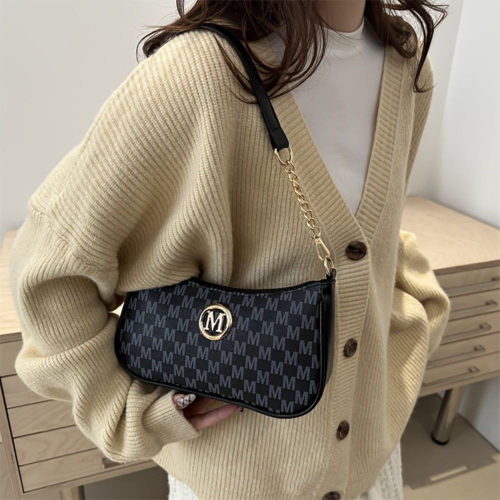 Ladies' Small Bags, Armpit Shoulder Bags, New Trendy Fashion Single Shoulder Bags, Hand-held Bags, Crossbody Bags, Autumn And Winter Styles, Retro Printed Trendy Simple Bags, Women's Metal High-end Texture Handbags, Crossbody Bags, Holiday Gifts