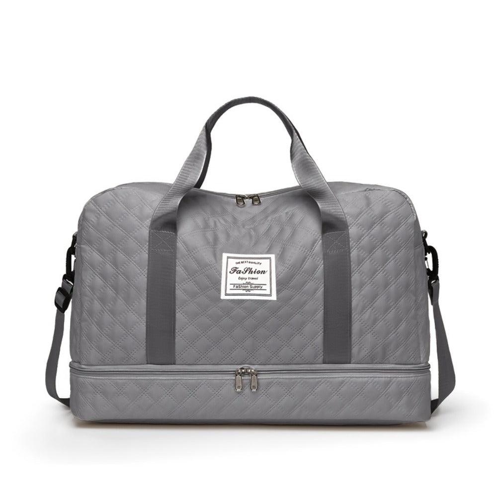 Lightweight Argyle Pattern Travel Bag, Large Capacity Luggage, Portable Overnight Bag