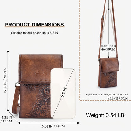 Compact Purse With Embossed Floral Design, Ideal For Women As A Mini Phone Shoulder Bag Mom Gift Tote Carry Everyday