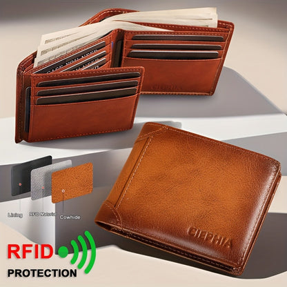 Ciephia Men'S Retro Full Grain Leather Tri-Fold Wallet | Rfid Blocking, Multiple Card Slots, Perfect Gift For Men