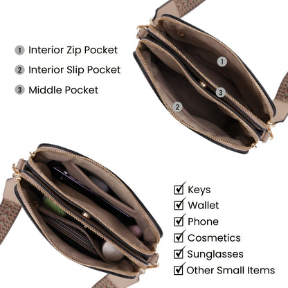 Casual Medium Size Croosbody Bag for Women, Crossbody Camera Purses with Adjustable Webbing Shoulder Strap