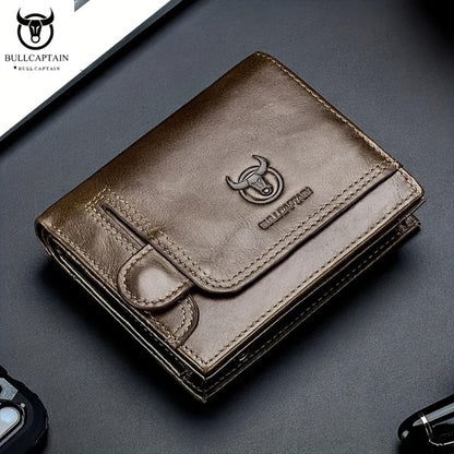 BULLCAPTAIN Leather Large-capacity Men's Wallet Driver's License Retro Leather Wallet Multi-card Position Thickened Credit Card Wallet Fashion Wallet Large-capacity Card Bag, Ideal Gift for Men The Most Valuable Gift for Christmas And Thanksgiving