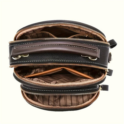 Stylish Women'S Black Crossbody Bag - Compact Shoulder Handbag with Zipper Closure, Polyester Lining & Painted Edge Details, Perfect for Daily Commute, Shopping & Gifting | Chic Accessory with Floral Pattern Strap, Small Crossbody Bag, Daily Commute Bag |