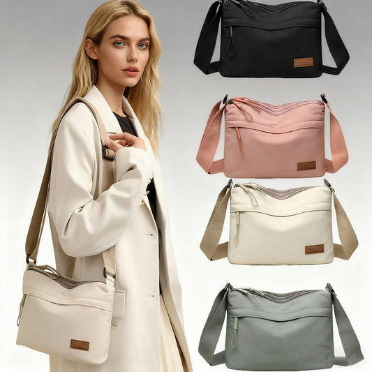 Women'S Large-Capacity High-Quality Casual Solid Color Crossbody Bag | With Adjustable Shoulder Strap And Zipper Closure - Elegant Gray/White/Pink/Black Canvas Bag With Compartments For Organized Storage Inside