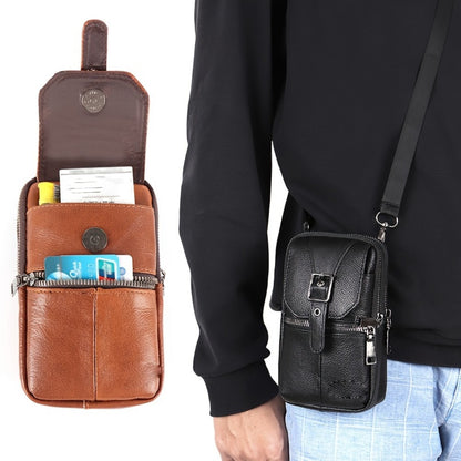 Genuine Leather Crossbody Bag Compatible for & Smartphones - / Belt Loop Messenger Waist Pack with Phone Pouch, Zipper Closure Handbag, Pure Genuine Leather Purse