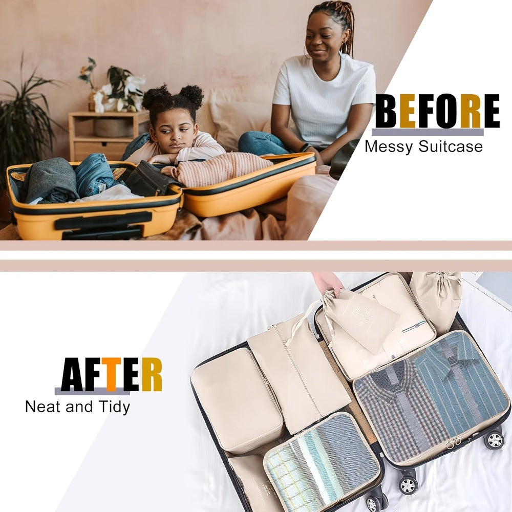 8pcs Set Packing Cubes for Suitcase, Packing Cubes for Carry On Suitcases, Luggage Organizer for Travel Essentials, Large Mesh Luggage Bag for Suitcases