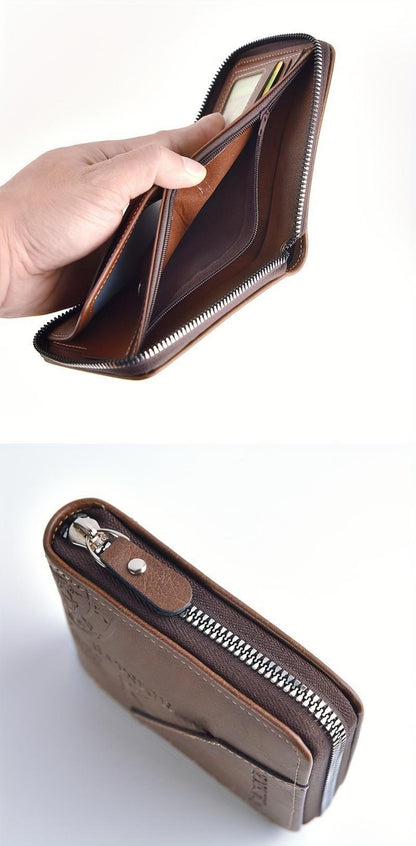 Men's Wallet – 3 Colors, Retro Embossed Zipper Faux Leather | Bag Vero – detail view 18