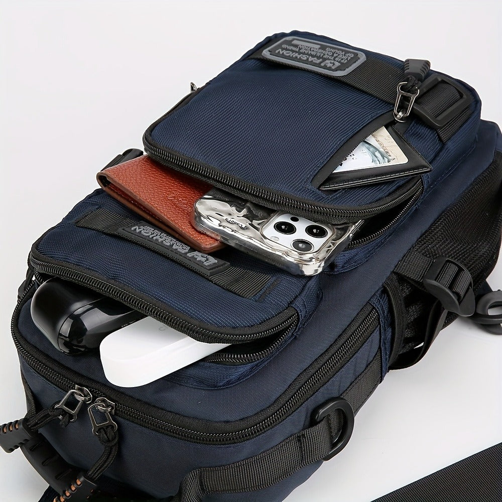 Men's Retro Belt Bag with Multi-Pocket & Anime Striped Strap - Durable Waist Pack Suitable for Commuting, Cycling, Outdoor - Wear-Resistant Hands-Free Waist Bag ()