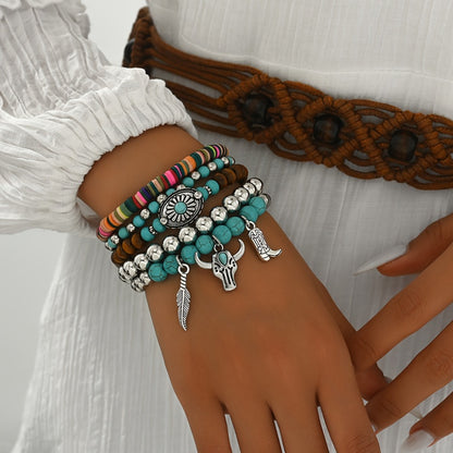 [Western-style Jewelry Set] 10pcs Western-style Jewelry Gift Set for Women | Hat, Fringed Crossbody Bag, Single-shoulder Bag, Wallet, Turquoise Imitation Necklace, Bracelet And Earrings - Suitable for Daily Vacation And Travel